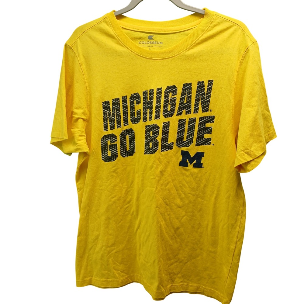 Colosseum Michigan Wolverines Go Blue NCAA‎ Yellow T Shirt Mens Size L